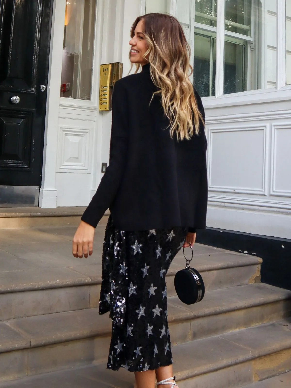 Beau Wrap Midi Skirt / Sequin Star Anti Bacterial Layer