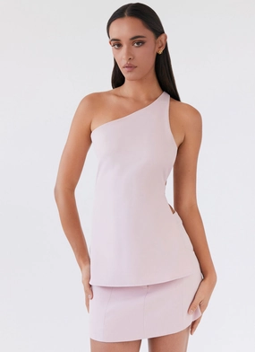 Flexible Shoulder Gusset Zeina One Shoulder Top - Pink