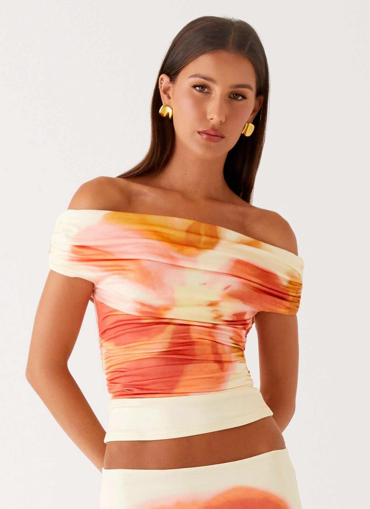 Moka Off Shoulder Top - Mimosa Blossom Simple Detail Elastic hem