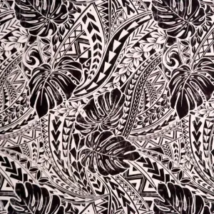 Monstera Polynesian Tribal Prints Fabric | Black