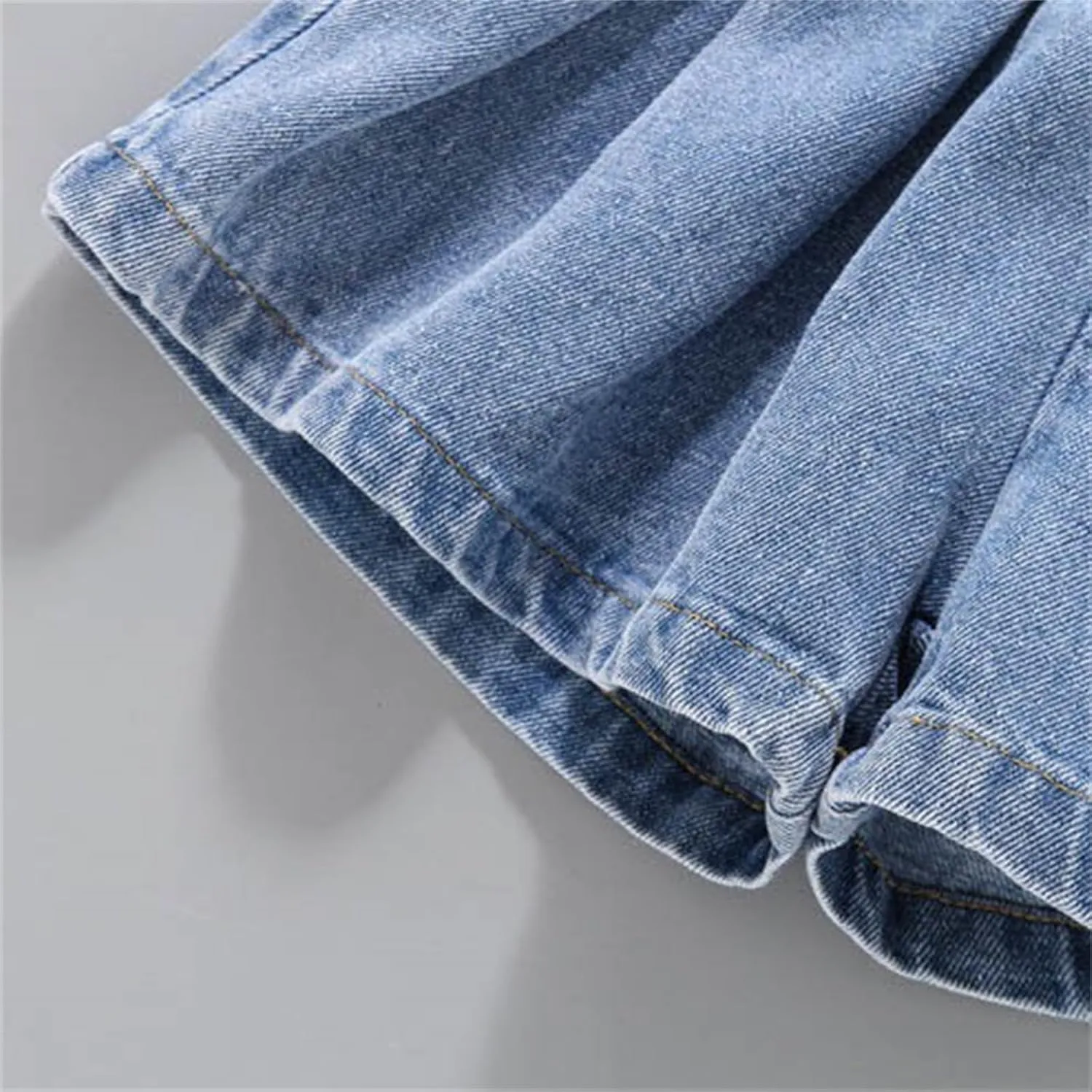 Moonker Toddler Girl Summer Denim Shorts Flower Elastic High Waisted Straight Wide Leg Cute Jeans Hot Pants