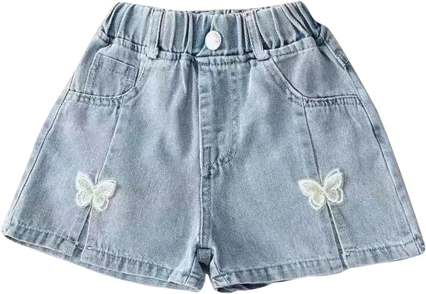 Moonker Toddler Girl Summer Denim Shorts Flower Elastic High Waisted Straight Wide Leg Cute Jeans Hot Pants
