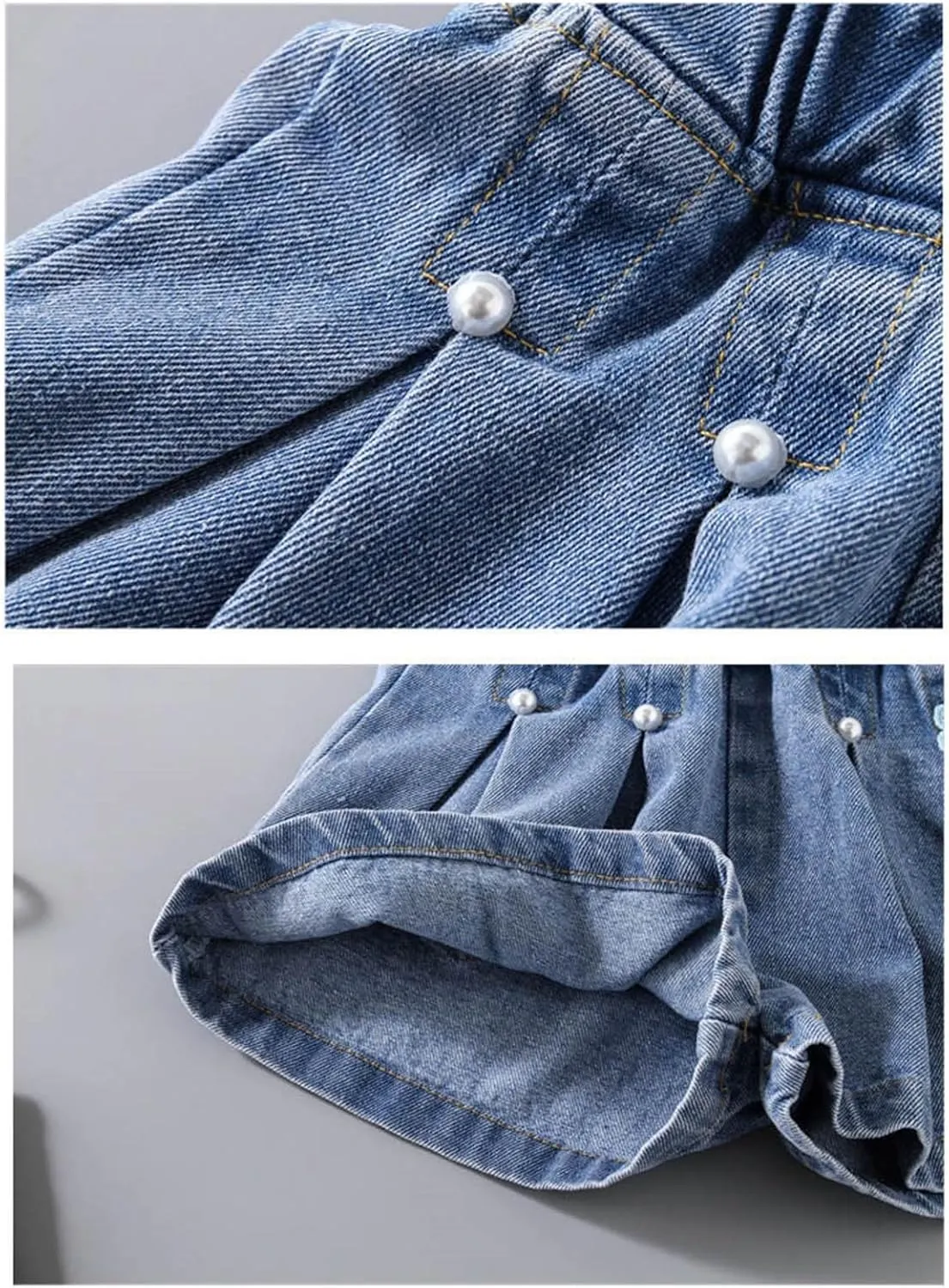 Moonker Toddler Girl Summer Denim Shorts Flower Elastic High Waisted Straight Wide Leg Cute Jeans Hot Pants