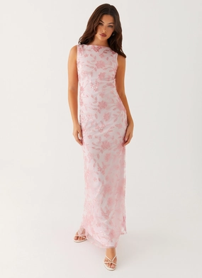 Moorey High Neck Maxi Dress - Pink Modern Staple Smooth Mood