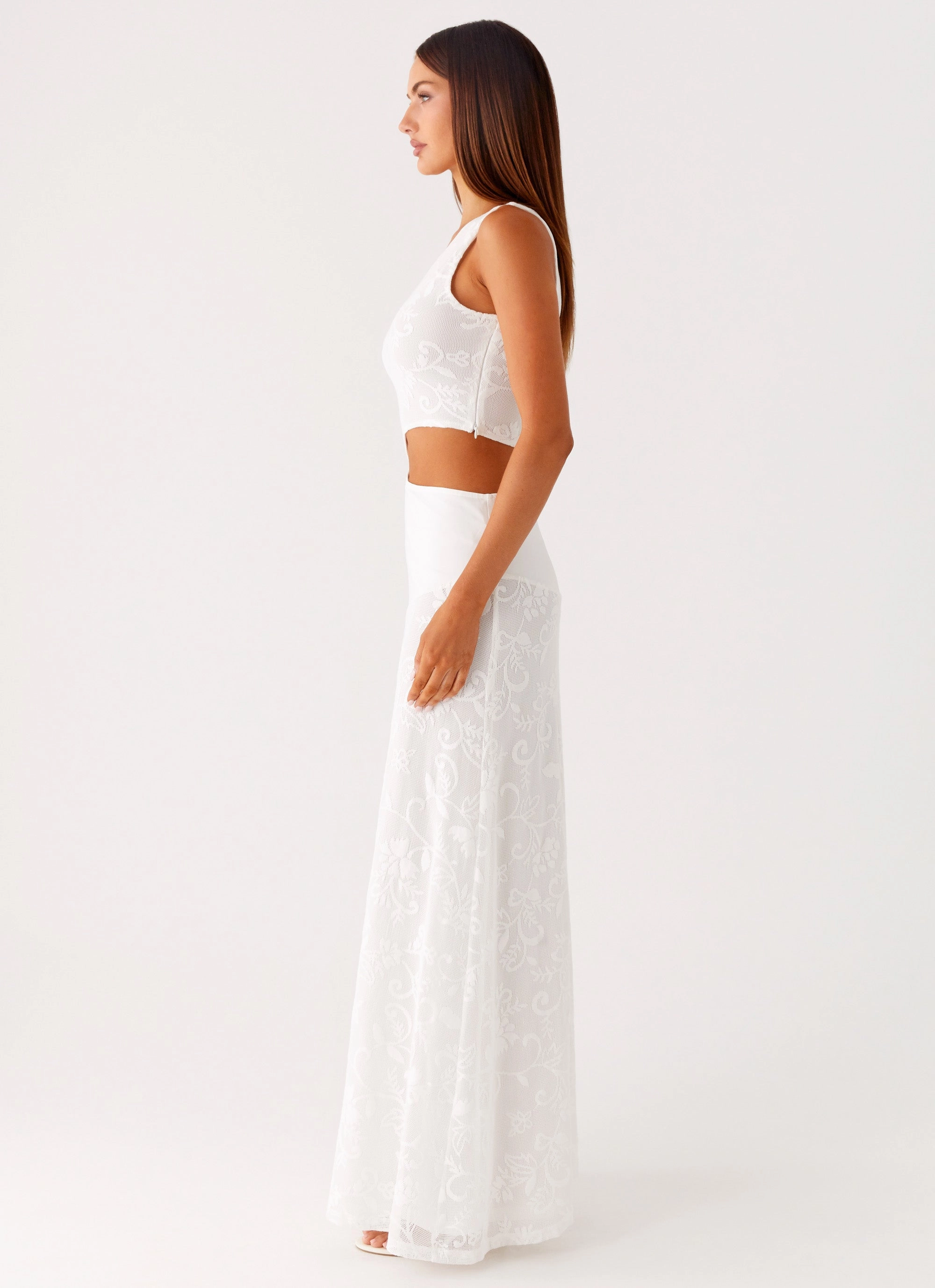 Lace-Sleeve More Than Maybe Maxi Dress - White
