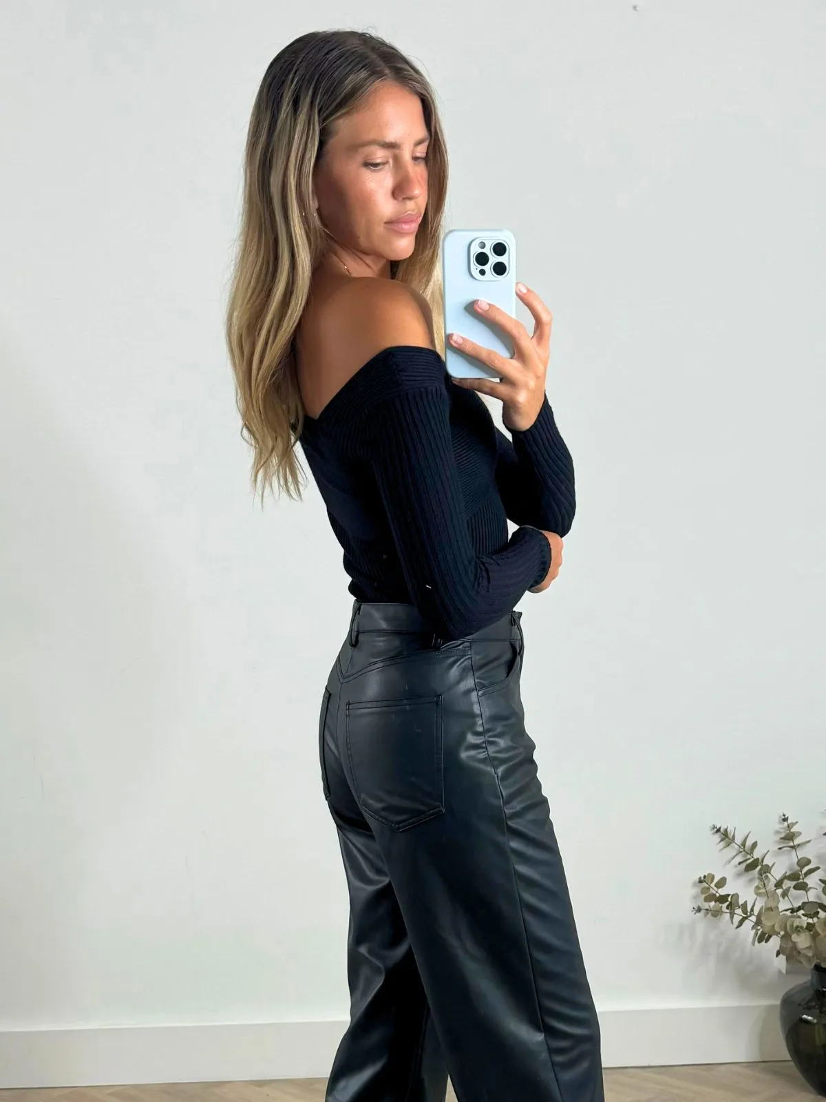 Morgan Asymmetric Knitted Jumper in Black Machine Washable Design