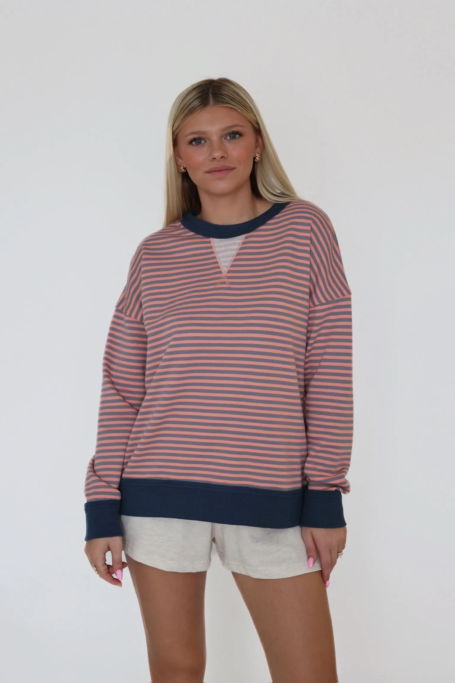 Morgan Striped Sweatshirt Flexible Cuffs