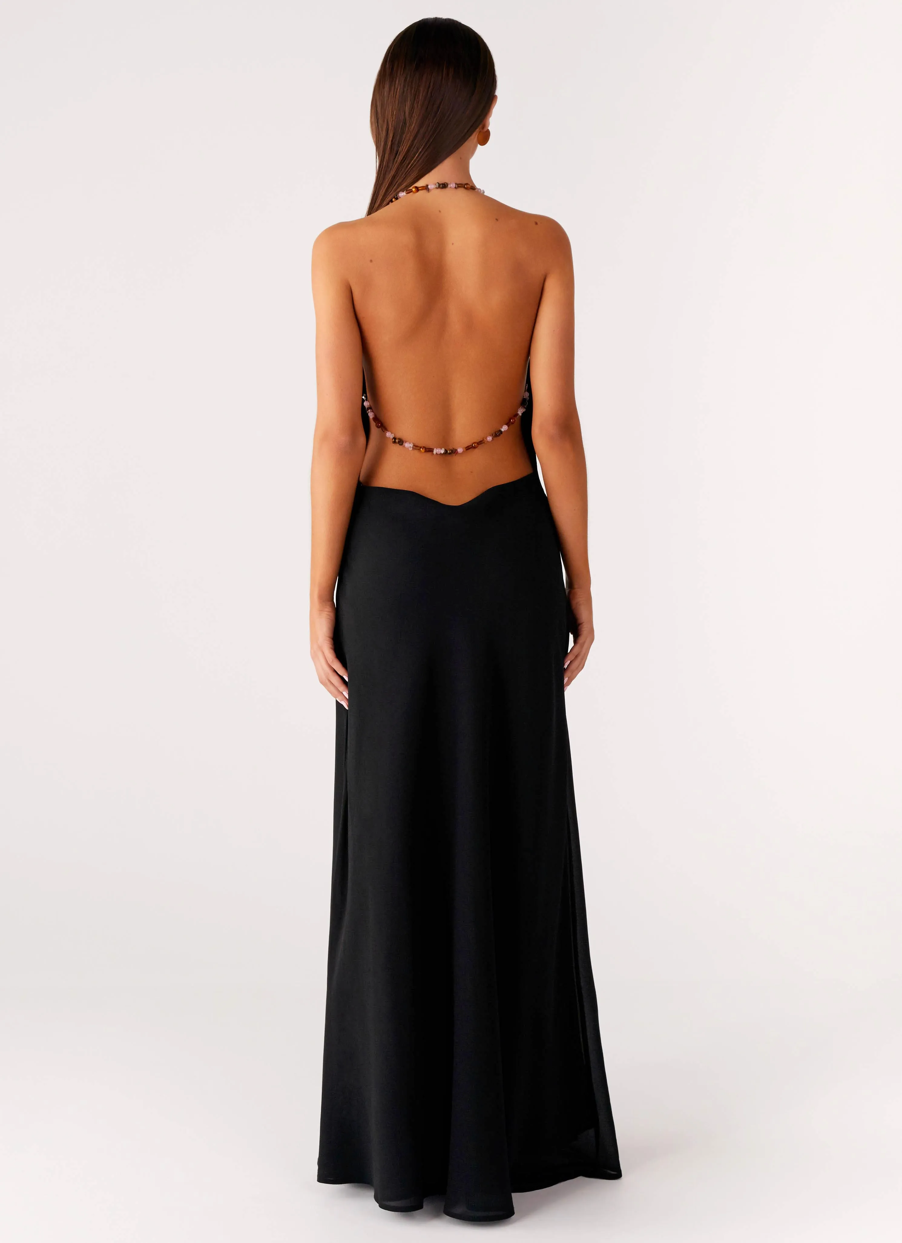 Layered Comfort Morning Crush Cowl Maxi Dress - Black