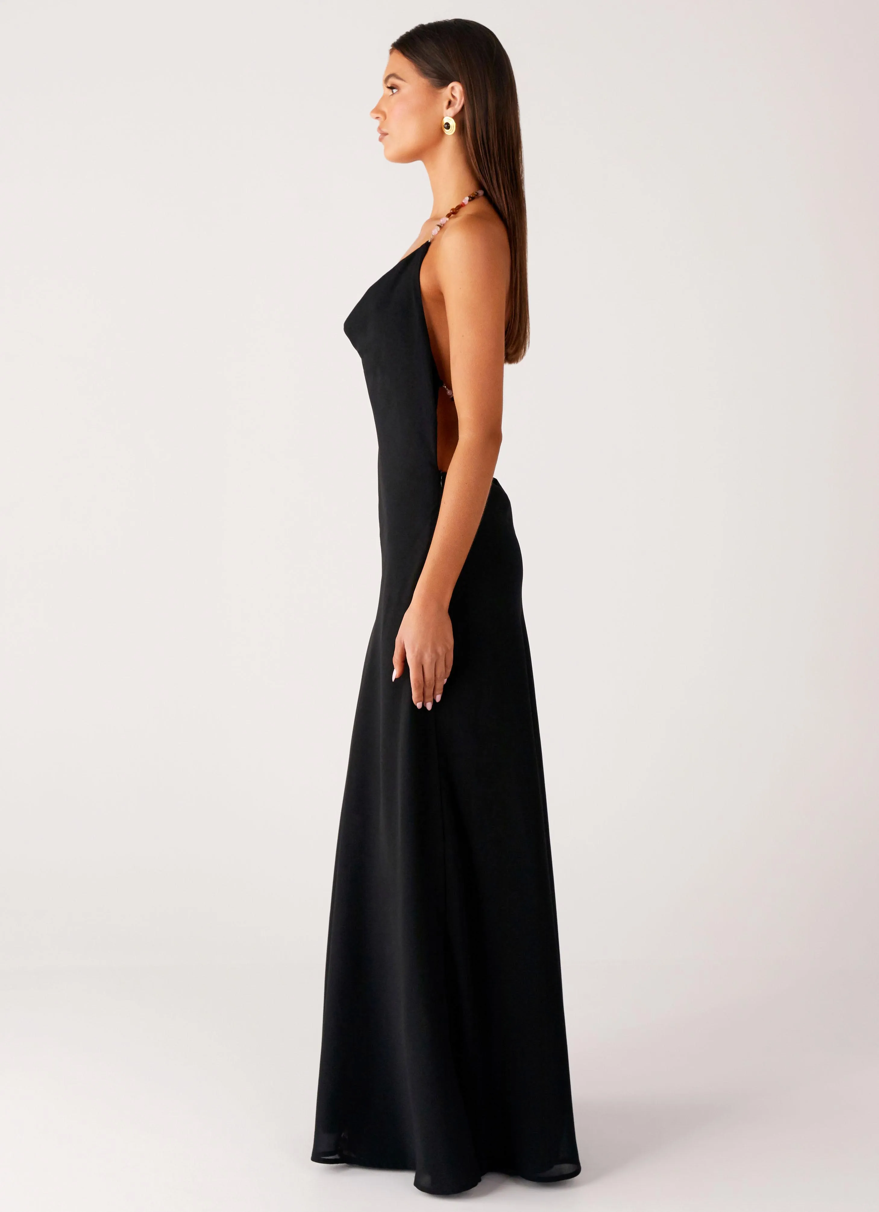 Ceremony Ready Morning Crush Cowl Maxi Dress - Black