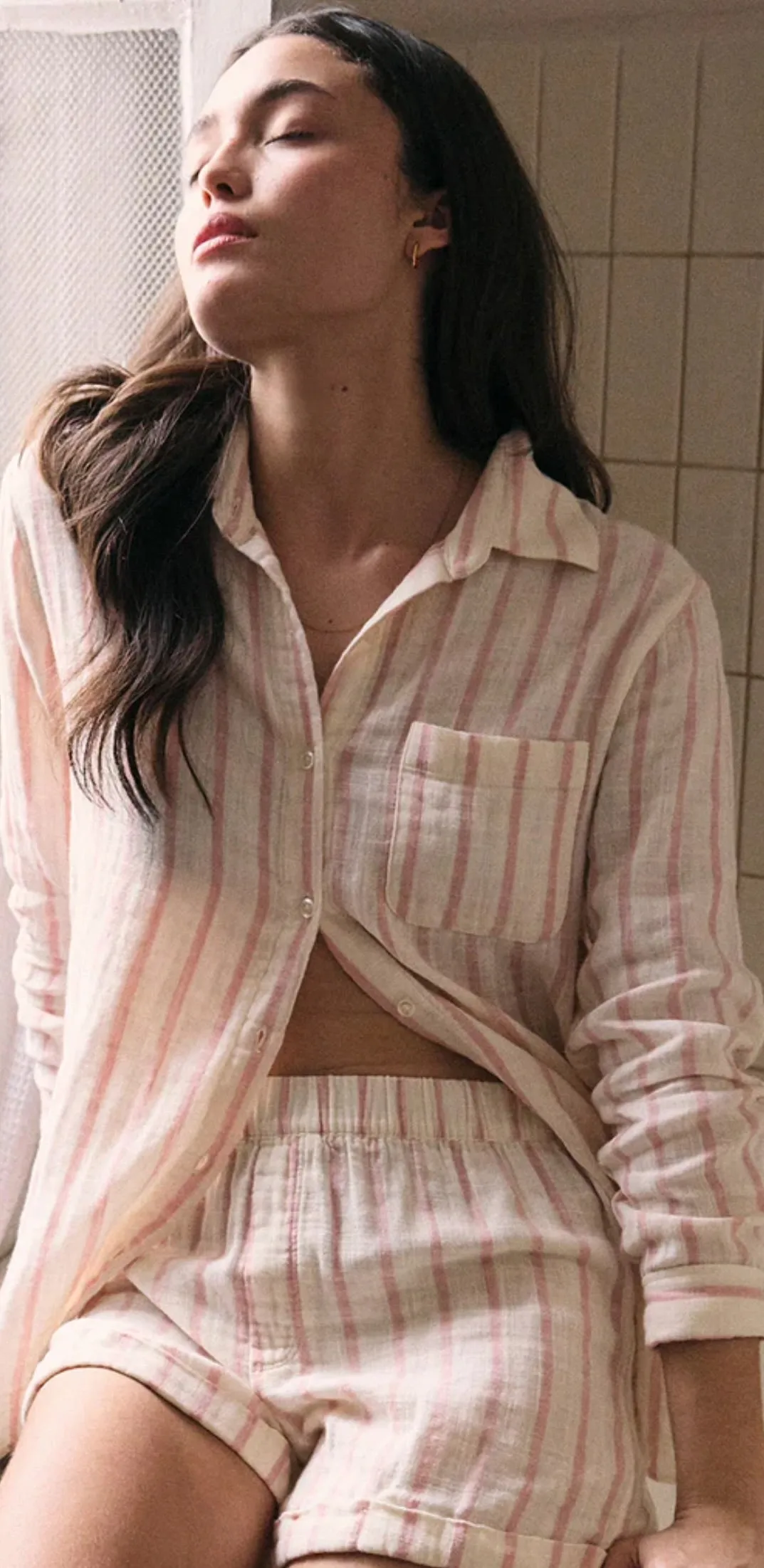 Basic Stretch Morning Stripe Short - Bone (FINAL SALE)