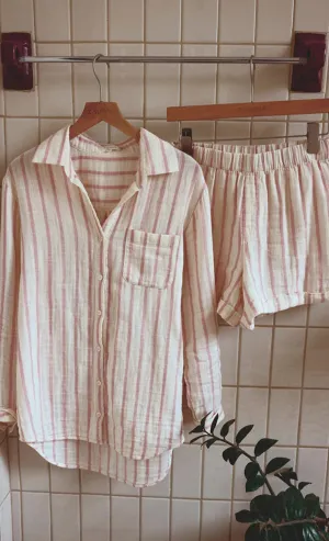 Comfy Flex Casual Active Morning Stripe Short - Bone (FINAL SALE)