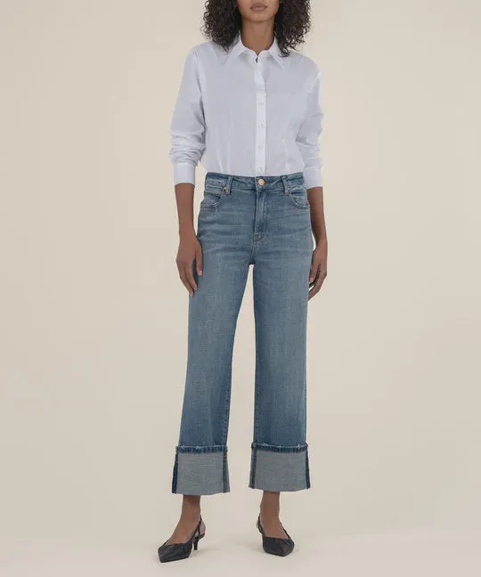 Compact Packability Minimal Waistband Sienna High Rise Wide Leg Jean - Cuddle