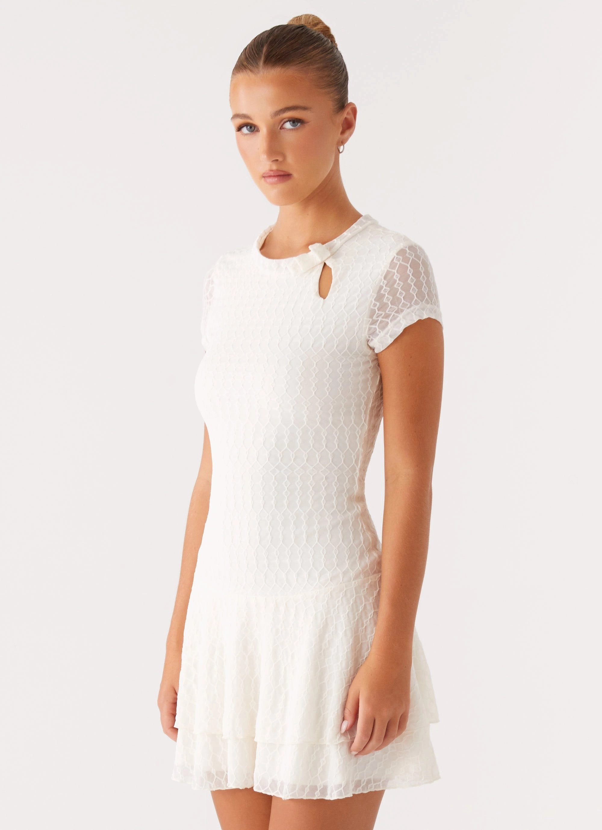 Esty Mini Dress - Ivory Scoop-Neck