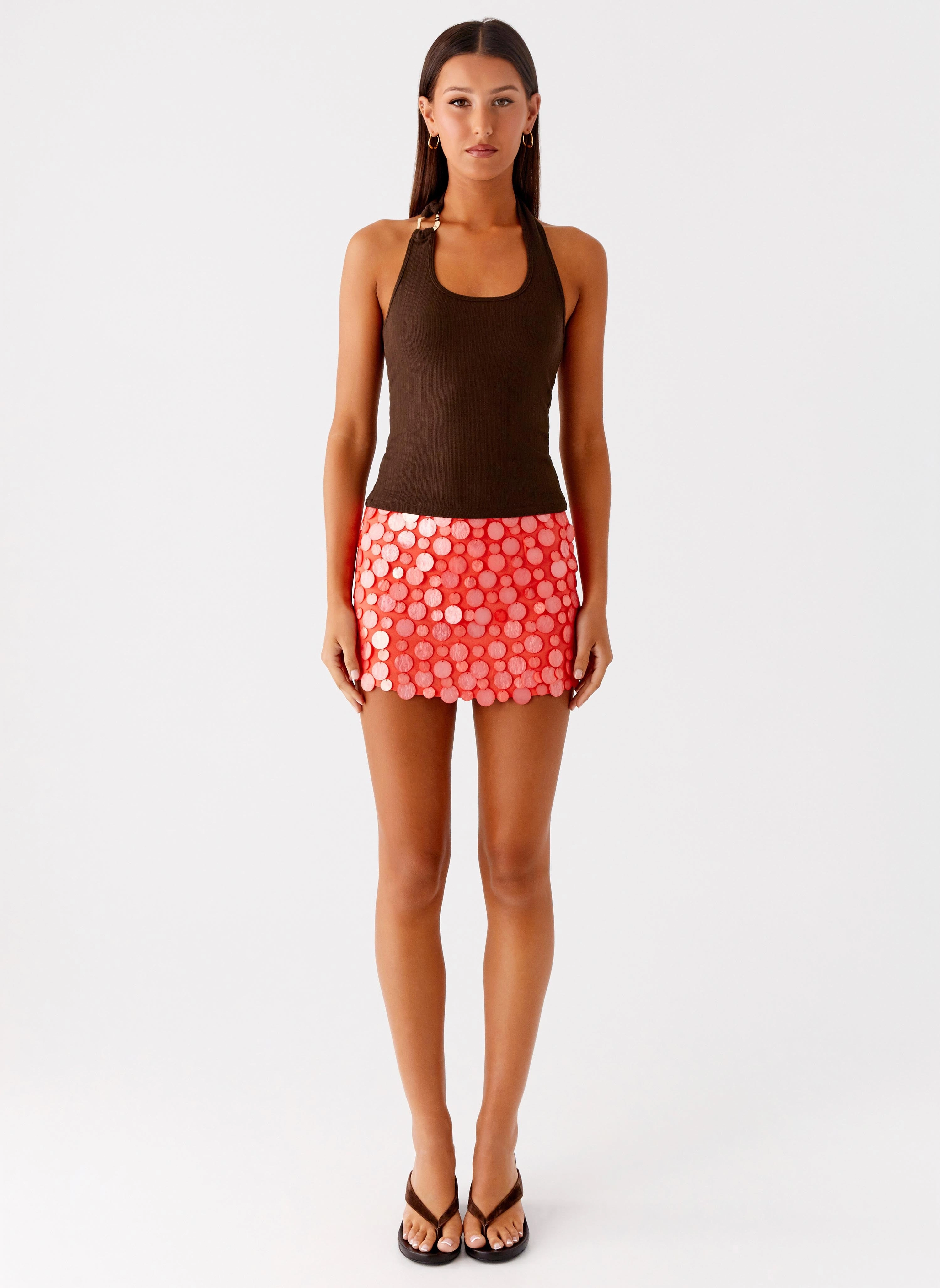 Movie Star Mini Skirt - Mandarin Red UVProtectiveLayer Lightweight Material