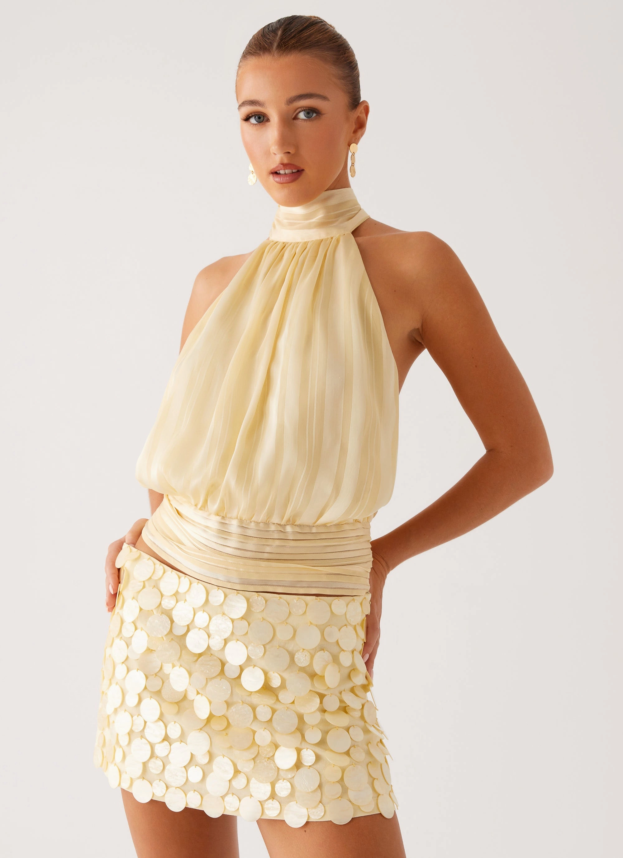 Movie Star Mini Skirt - Yellow Perfect Comfort Lightweight