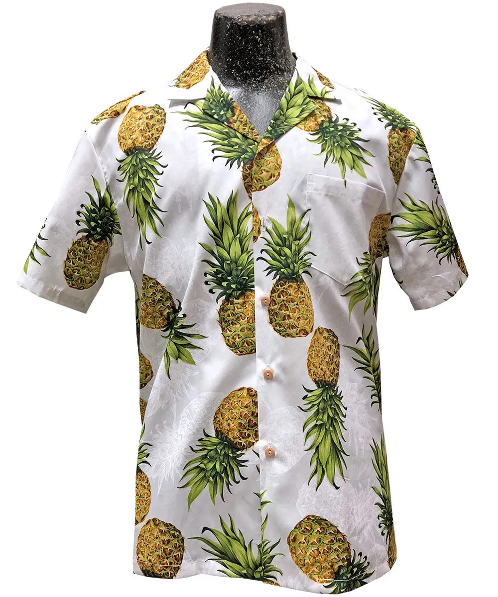 Mr. Pineapple White Hawaiian Shirt