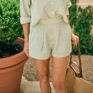 Light and Cozy MASON'S DAUGHTER | Olivia Short, Olive & Ivory Seersucker