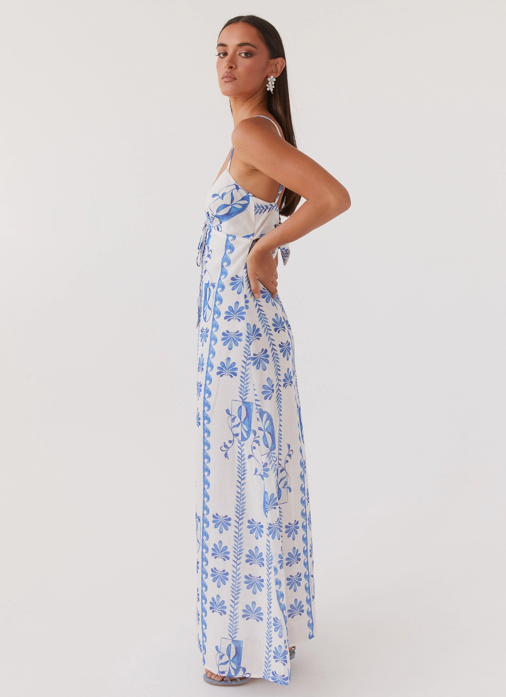 Flora Linen Maxi Dress - Floral Wave Timeless Trend Soft Layers