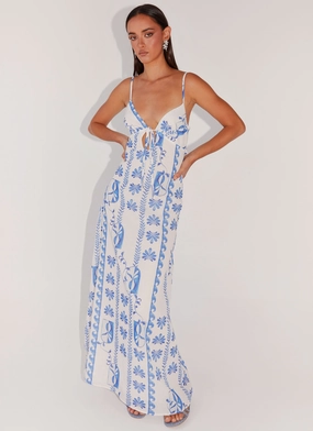 Flora Linen Maxi Dress - Floral Wave Bless Glow