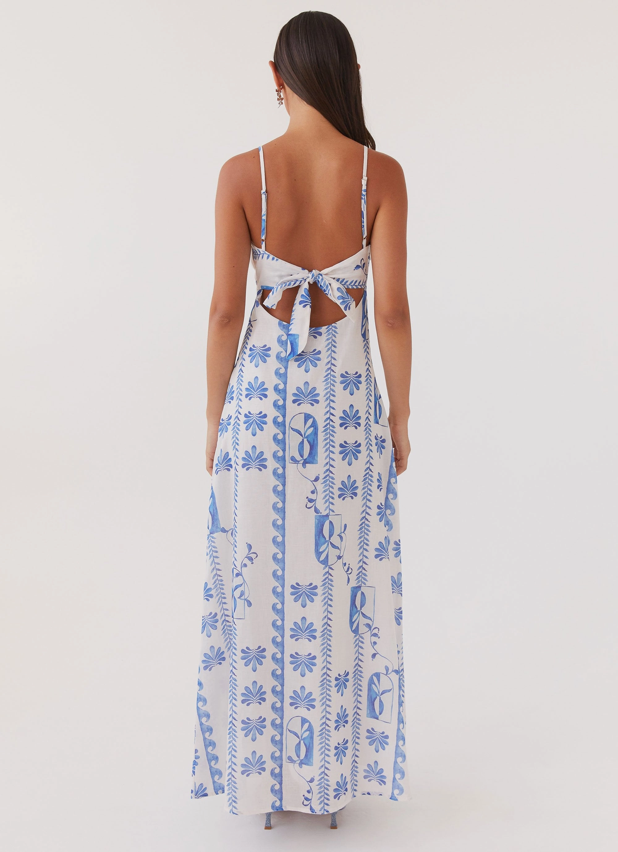 Flora Linen Maxi Dress - Floral Wave Fit Choice Fall Outfit