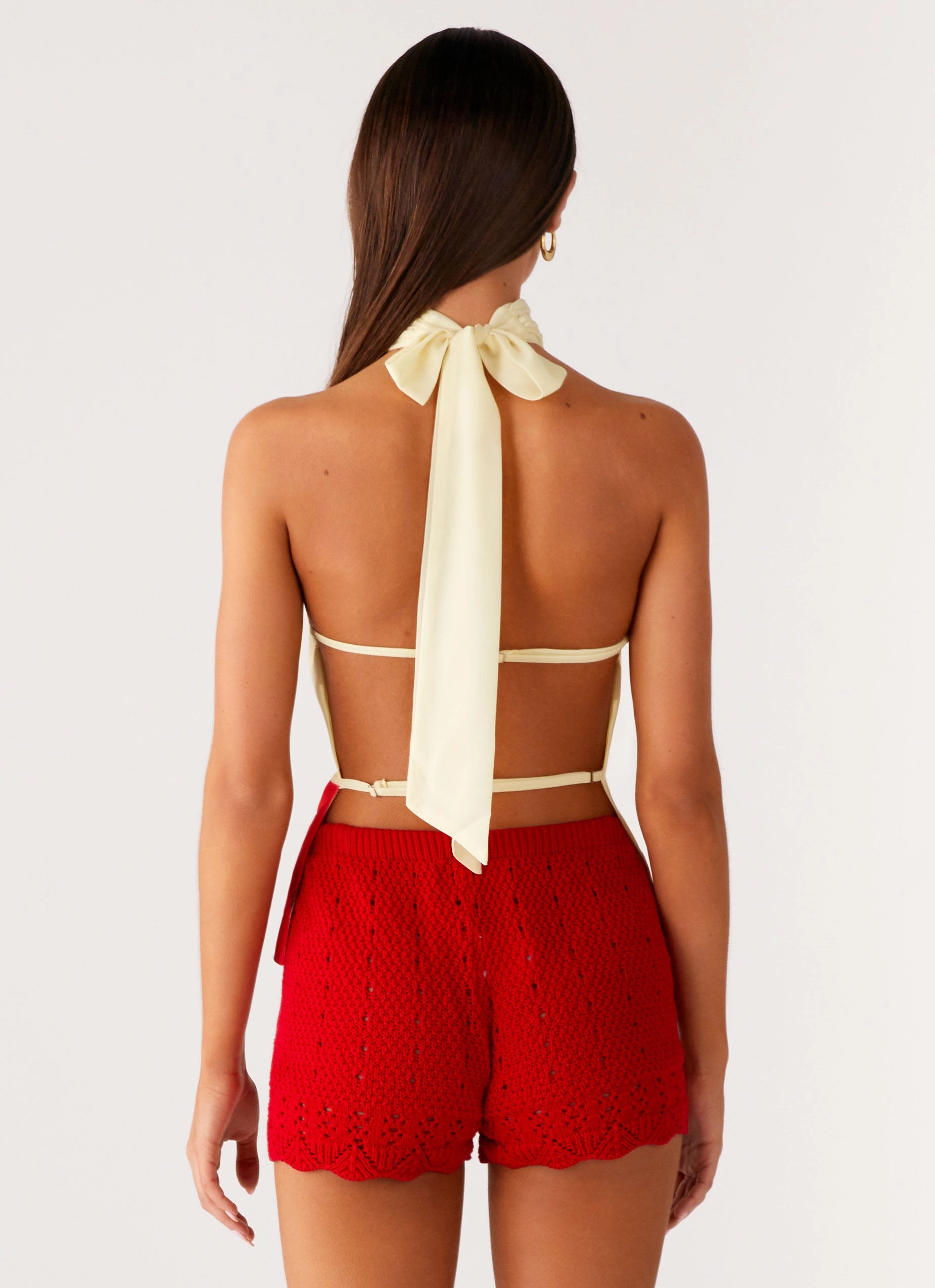 Felicity Halter Top - Scarlet Floral BrushedInnerLining Breathable mesh lining