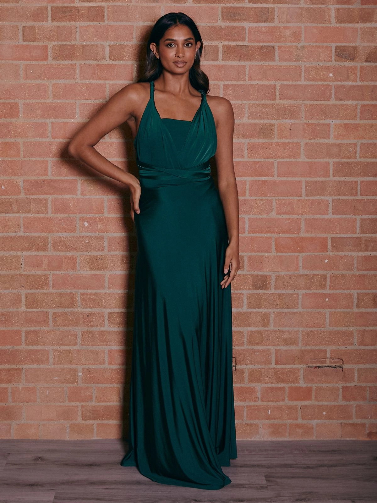 Multi-way Slinky Maxi Dress / Emerald Kind Glow