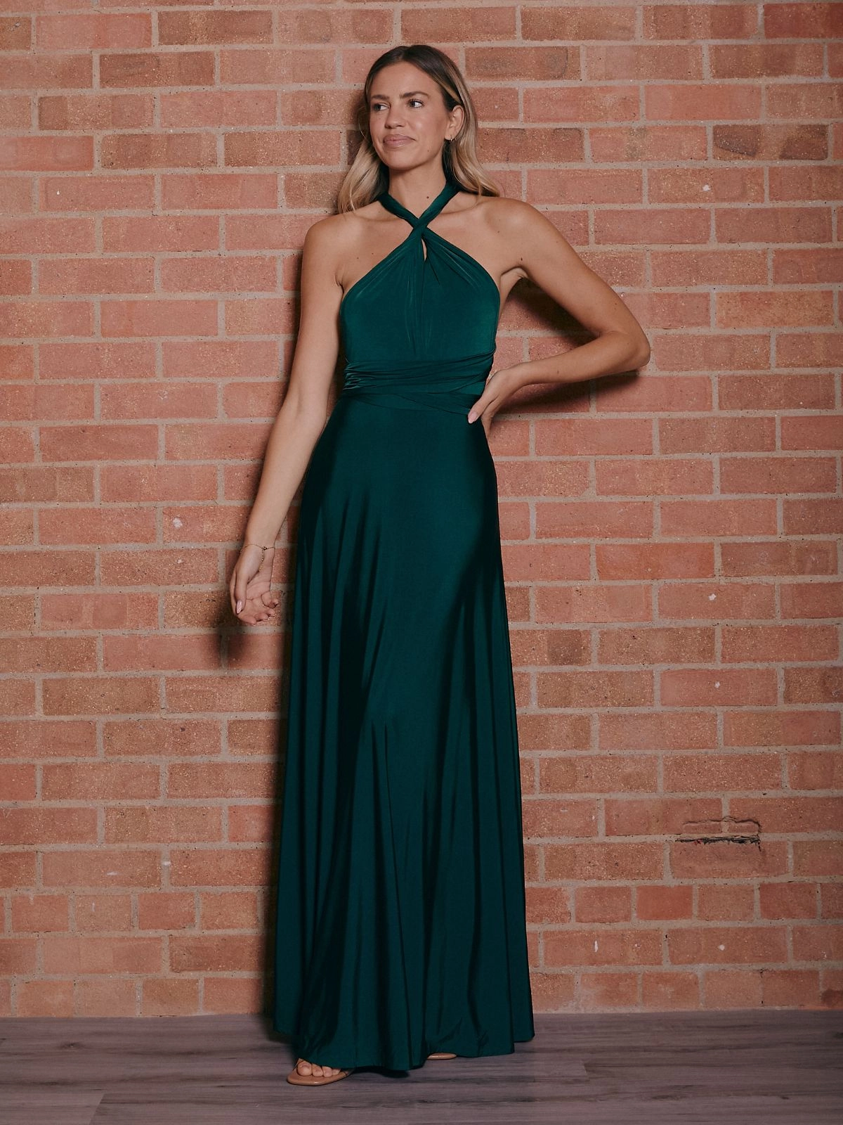 Smooth Feel Multi-way Slinky Maxi Dress / Emerald