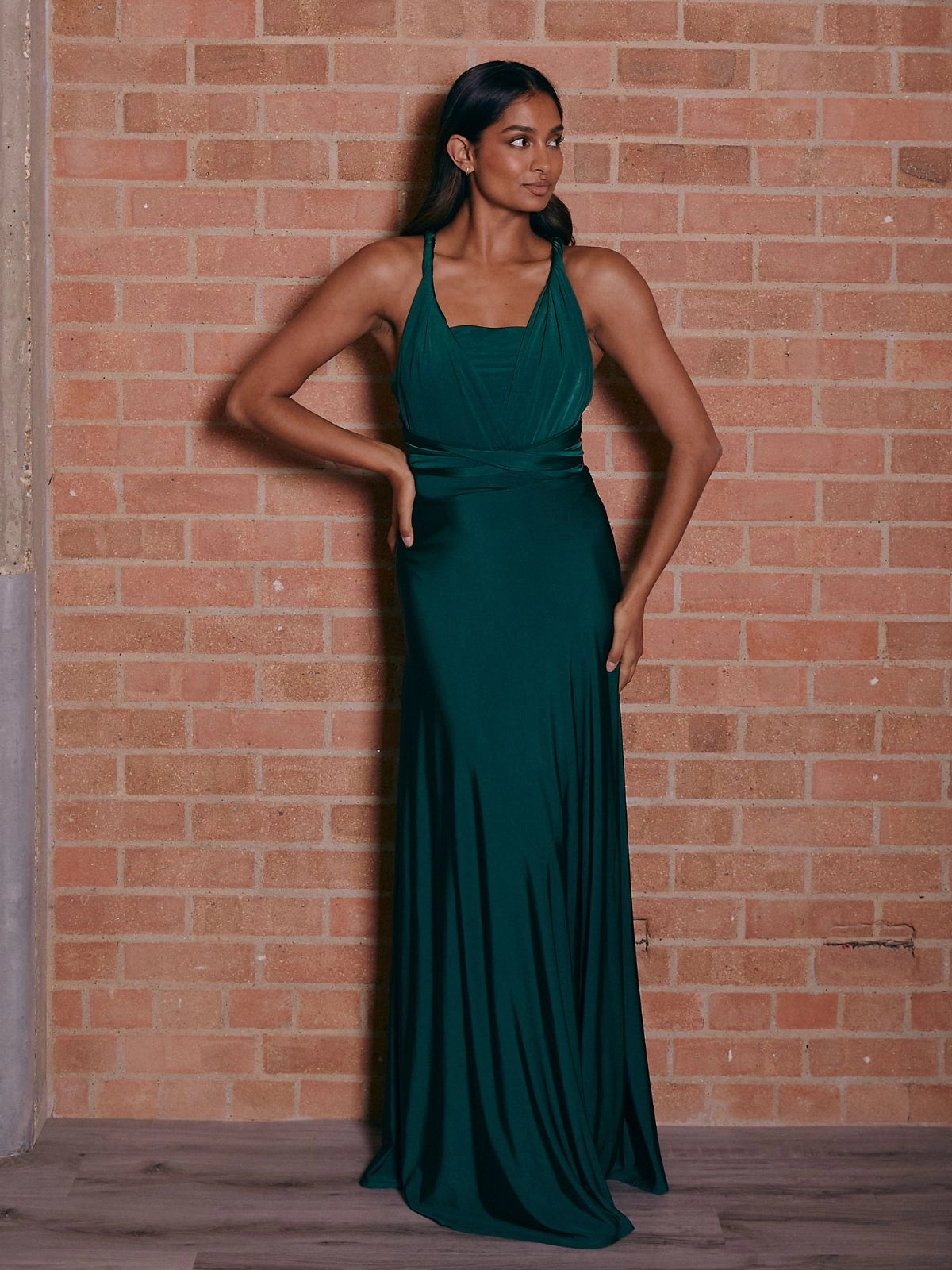 Multi-way Slinky Maxi Dress / Emerald Low Maintenance