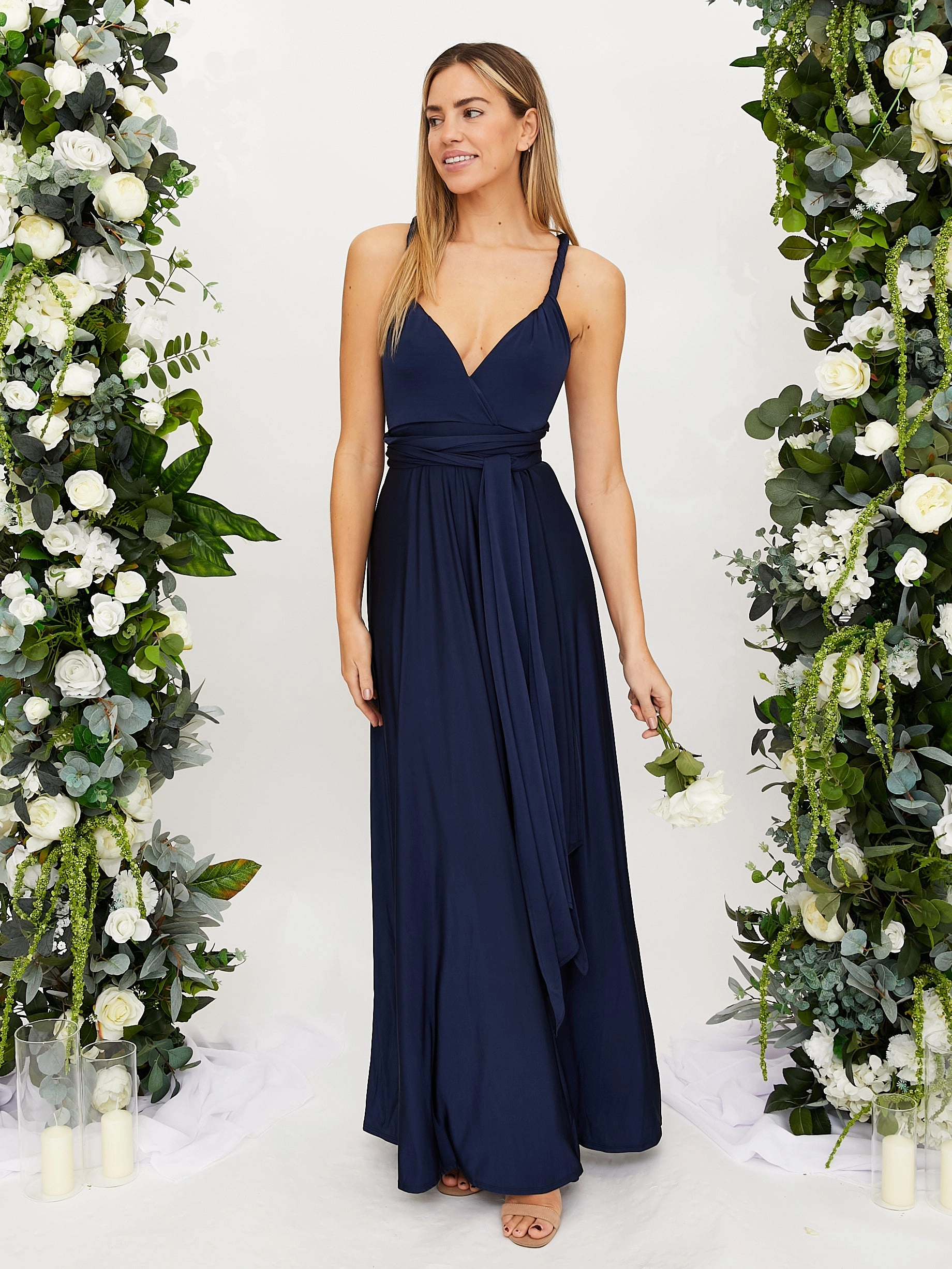 Multi-way Slinky Maxi Dress / Navy Sleeveless