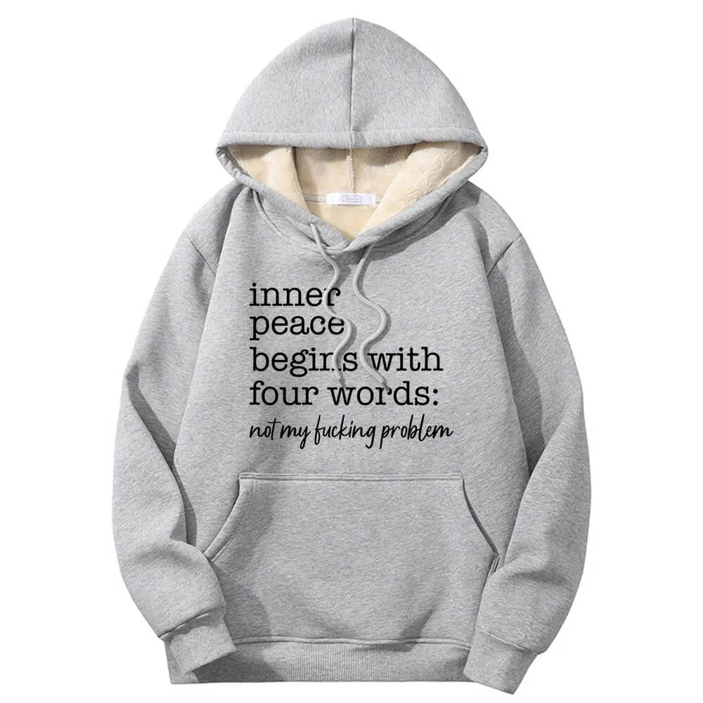 Multicolor Inner Peace Begins Warm Fleece Sherpa Lined Hoodie