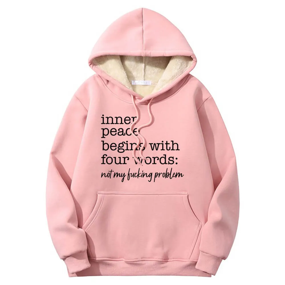 Multicolor Inner Peace Begins Warm Fleece Sherpa Lined Hoodie