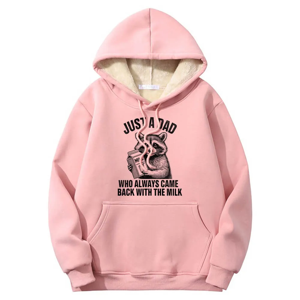 Multicolor Just A Dad Warm Fleece Sherpa Lined Hoodie