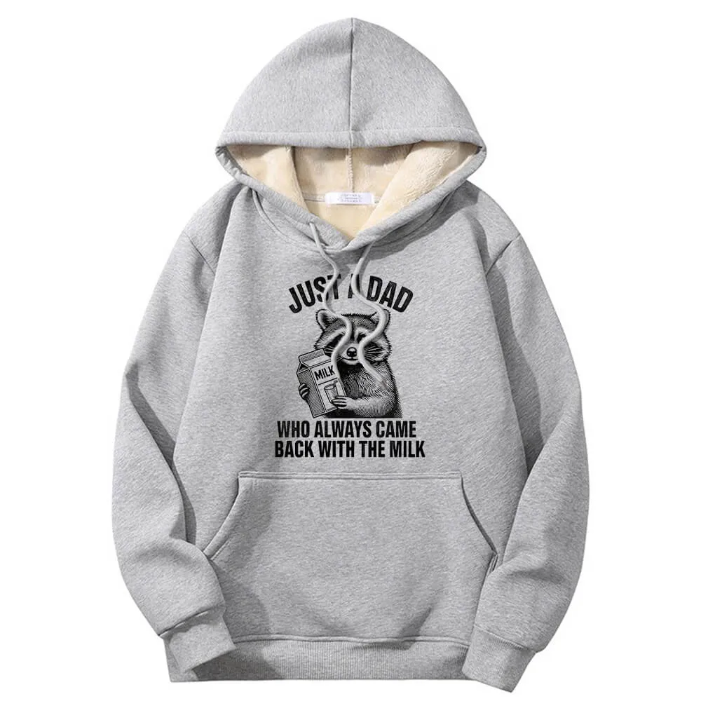 Multicolor Just A Dad Warm Fleece Sherpa Lined Hoodie