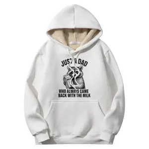 Multicolor Just A Dad Warm Fleece Sherpa Lined Hoodie