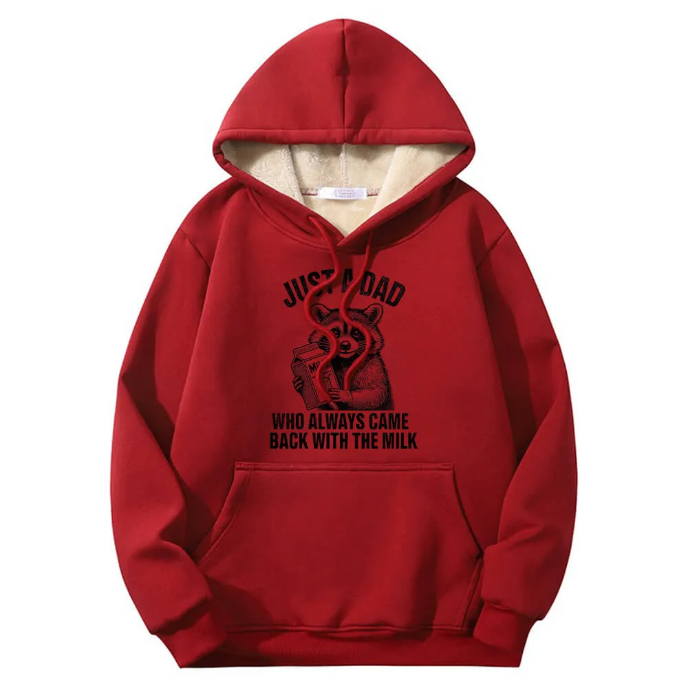 Multicolor Just A Dad Warm Fleece Sherpa Lined Hoodie