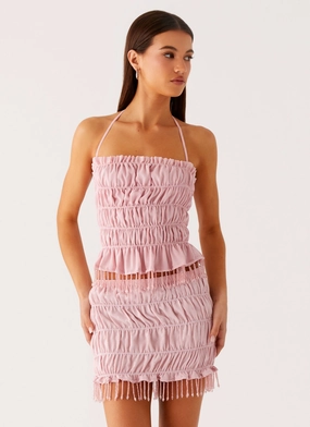 Microfiber Technology Shari Beaded Halter Top - Pink