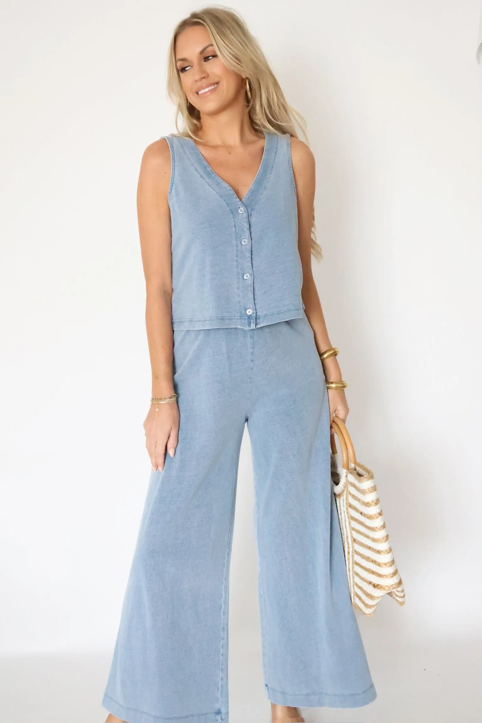 Solace Jersey Denim Tank Durable Fiber Blend