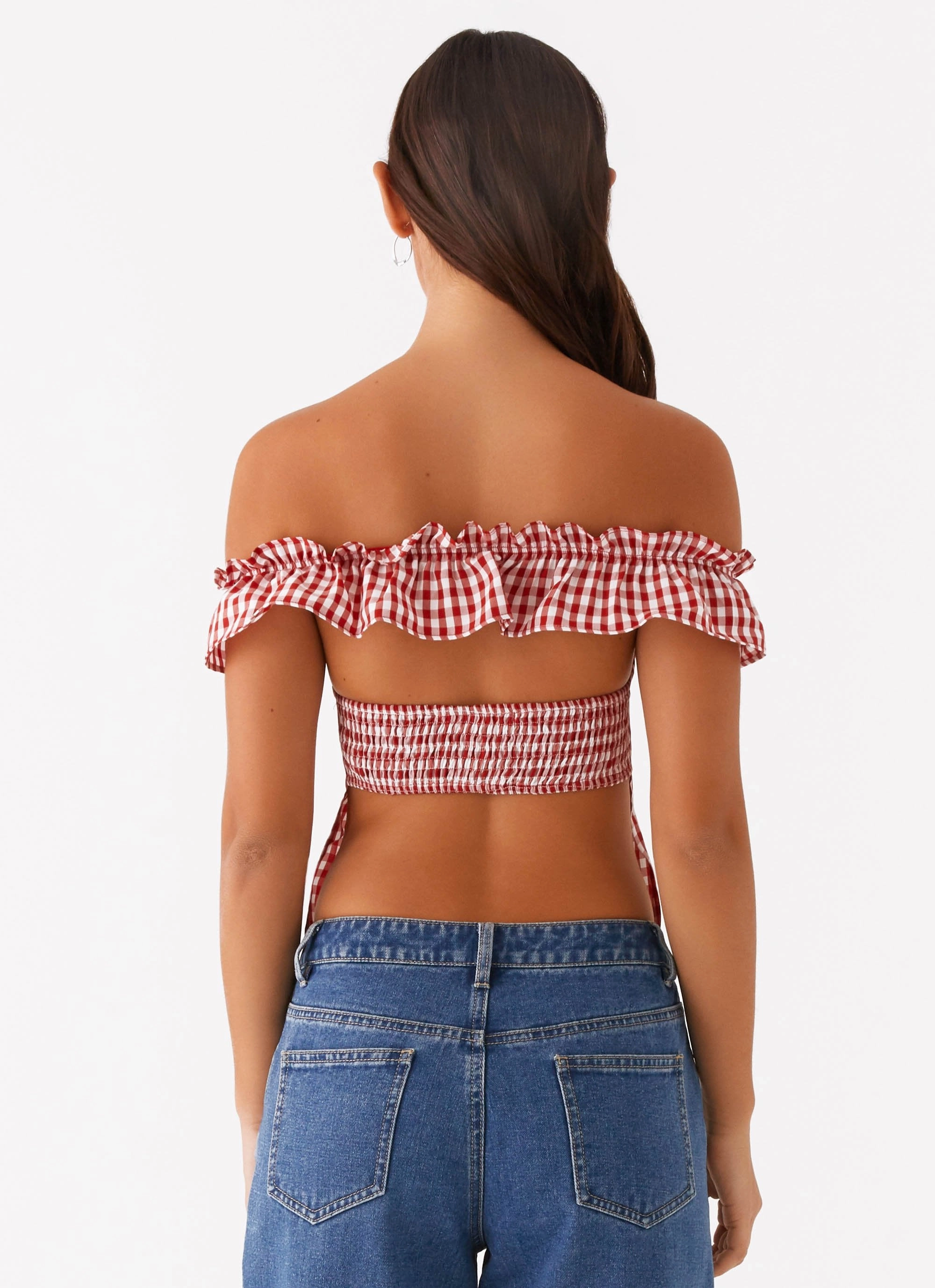 Soft Cotton Blend Tagless Neckline Design Gwyneth Top - Red Gingham