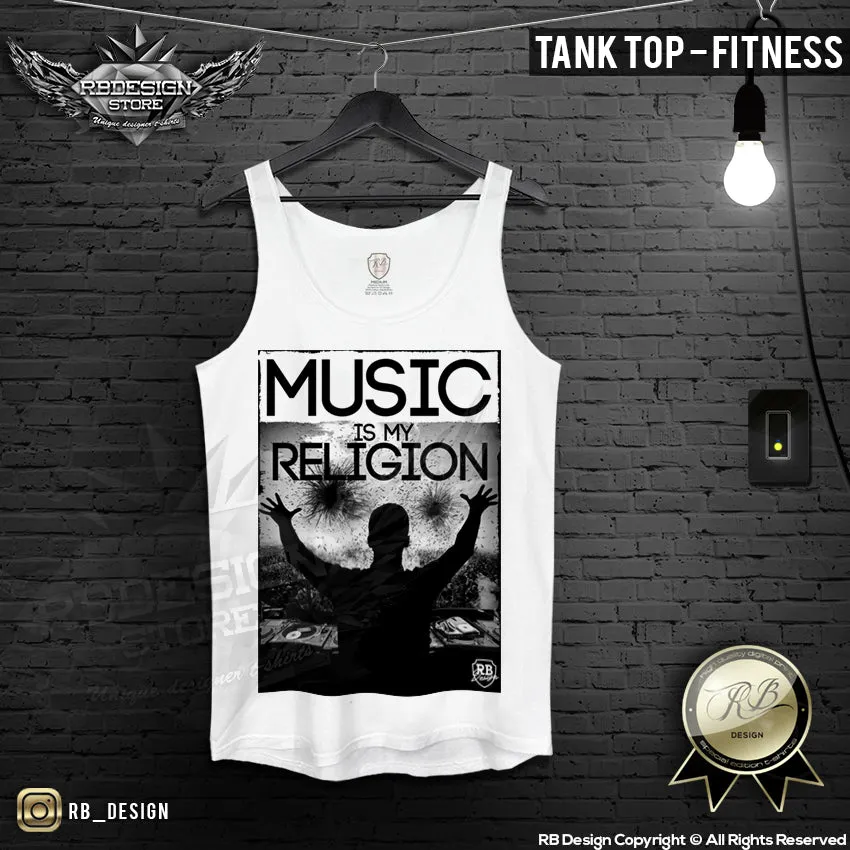 Music Is My Religion Men's DJ T-shirt Premium Festival Tank Top MD081
