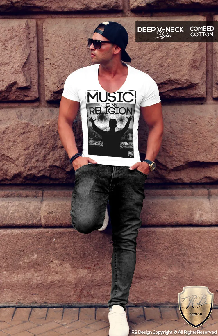 Music Is My Religion Men's DJ T-shirt Premium Festival Tank Top MD081