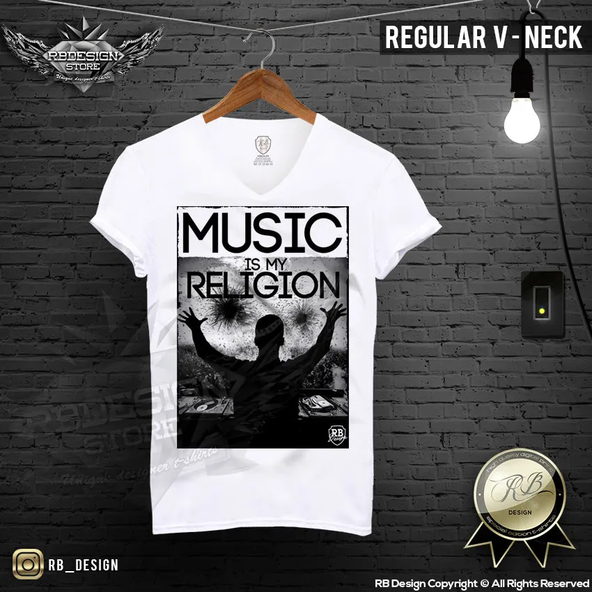 Music Is My Religion Men's DJ T-shirt Premium Festival Tank Top MD081