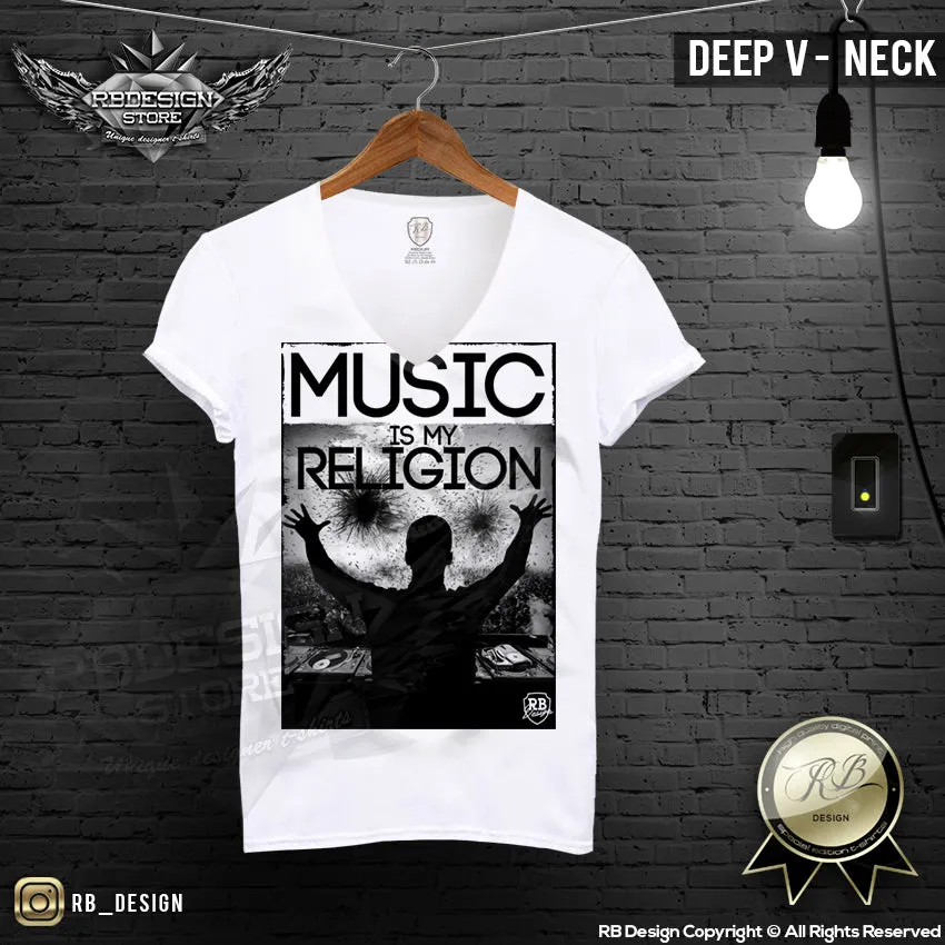 Music Is My Religion Men's DJ T-shirt Premium Festival Tank Top MD081