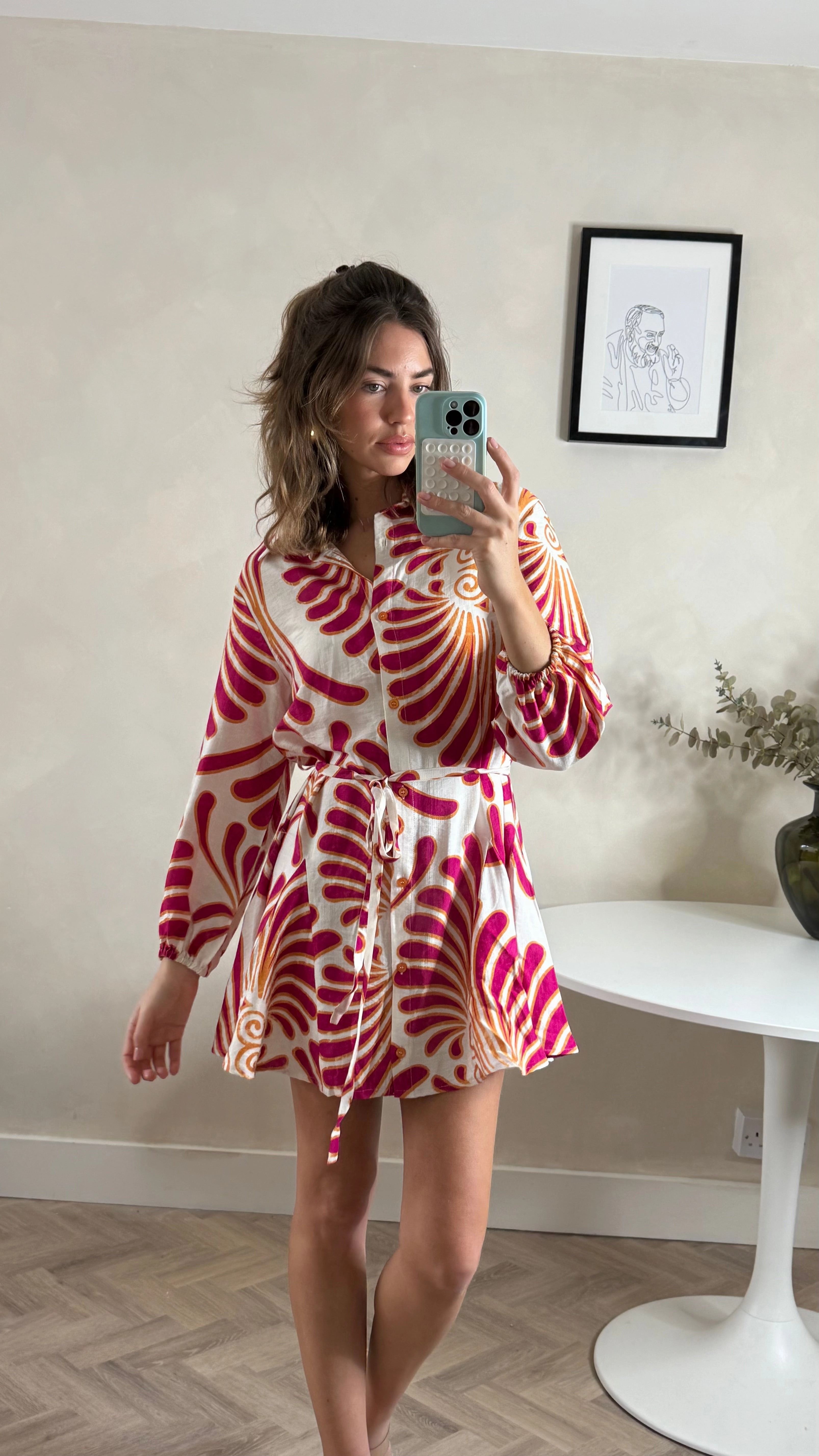 Soft Fashion Myla Mini Tie Shirt Dress Red & Cream