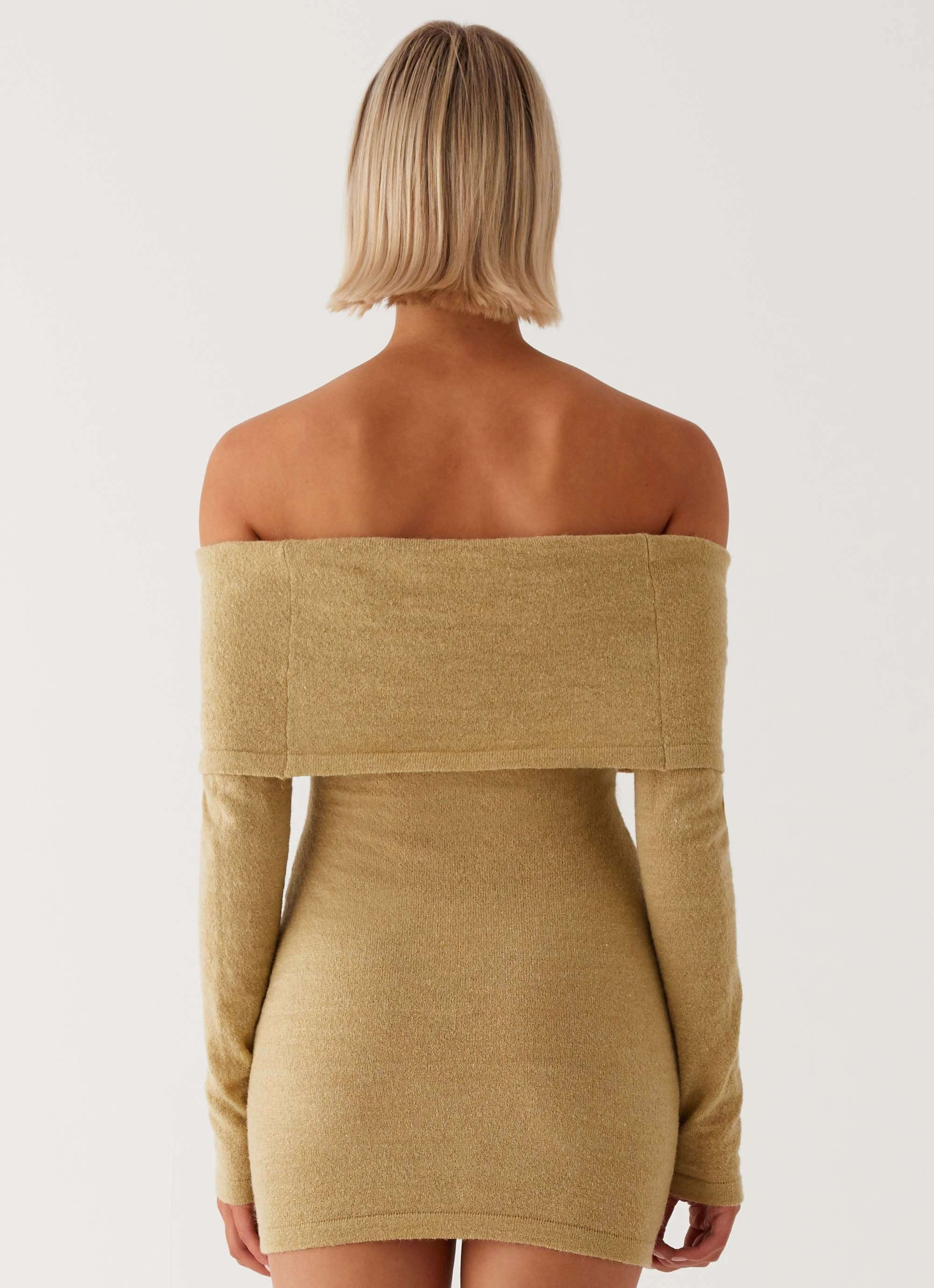 Myla Off Shoulder Mini Dress - Camel Social Ease
