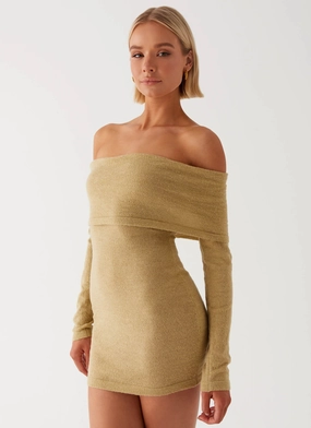 Myla Off Shoulder Mini Dress - Camel Care-Instructions-Included