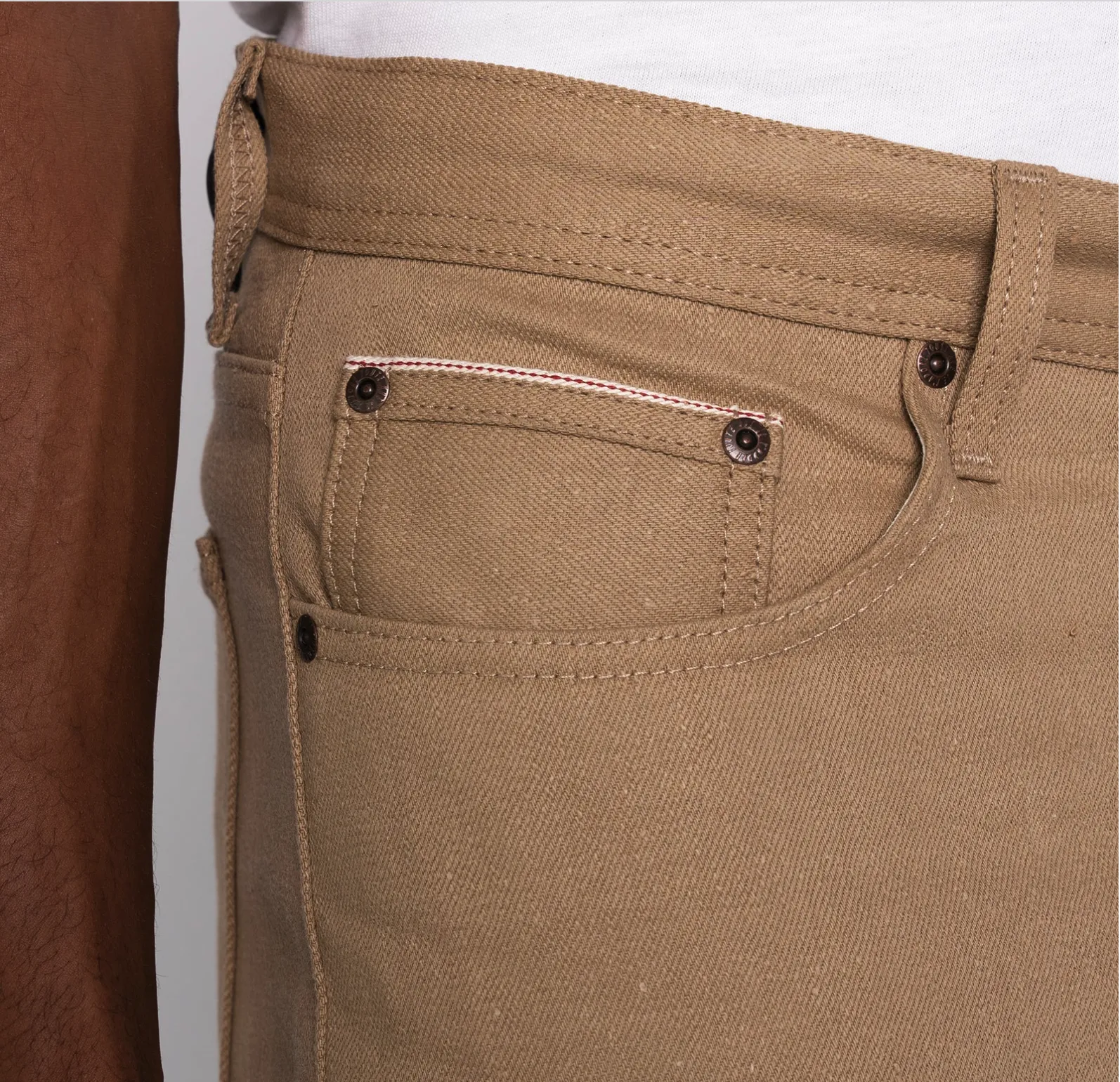 Naked & Famous Camel Slub Selvedge Weird Guy - Beige