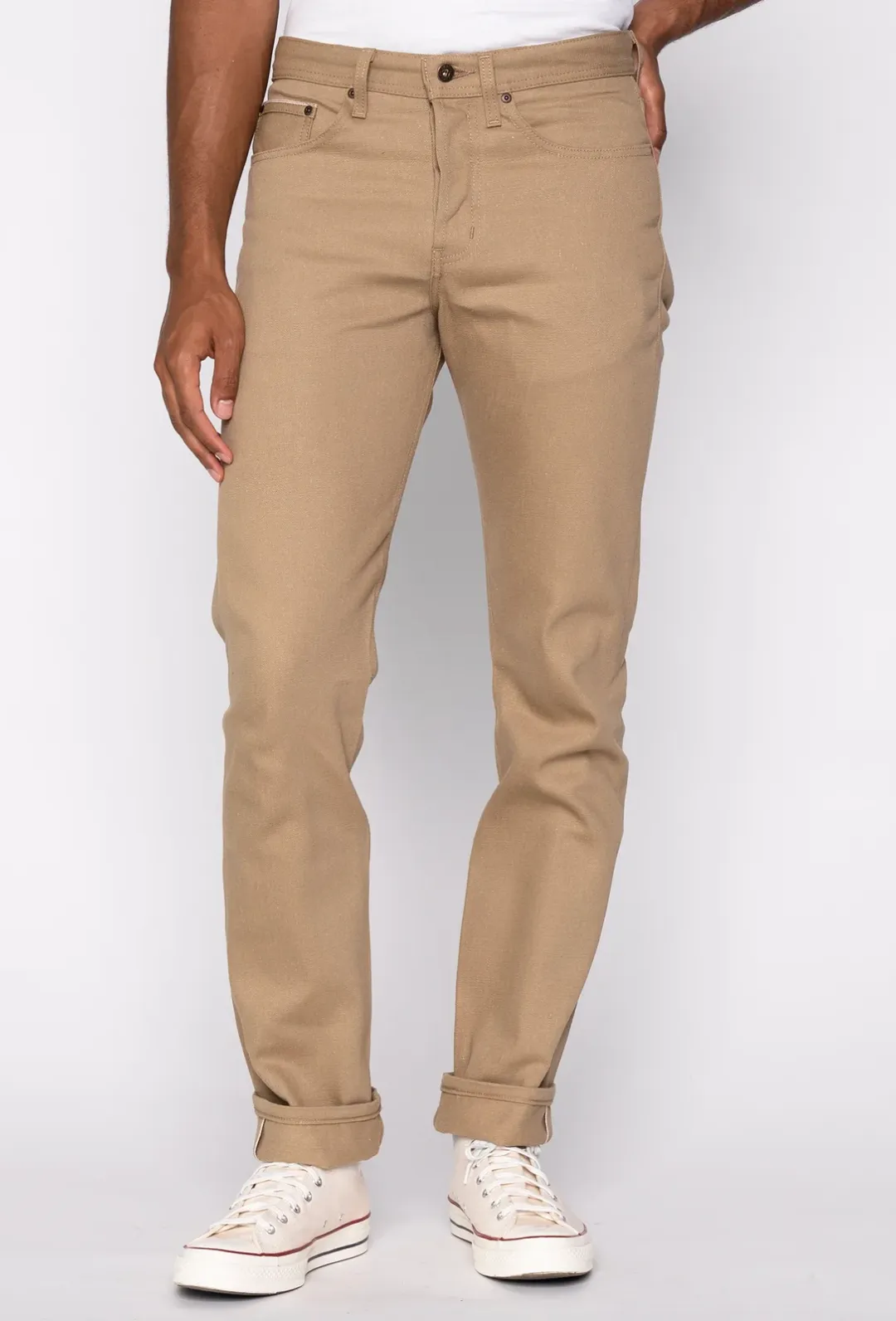 Naked & Famous Camel Slub Selvedge Weird Guy - Beige