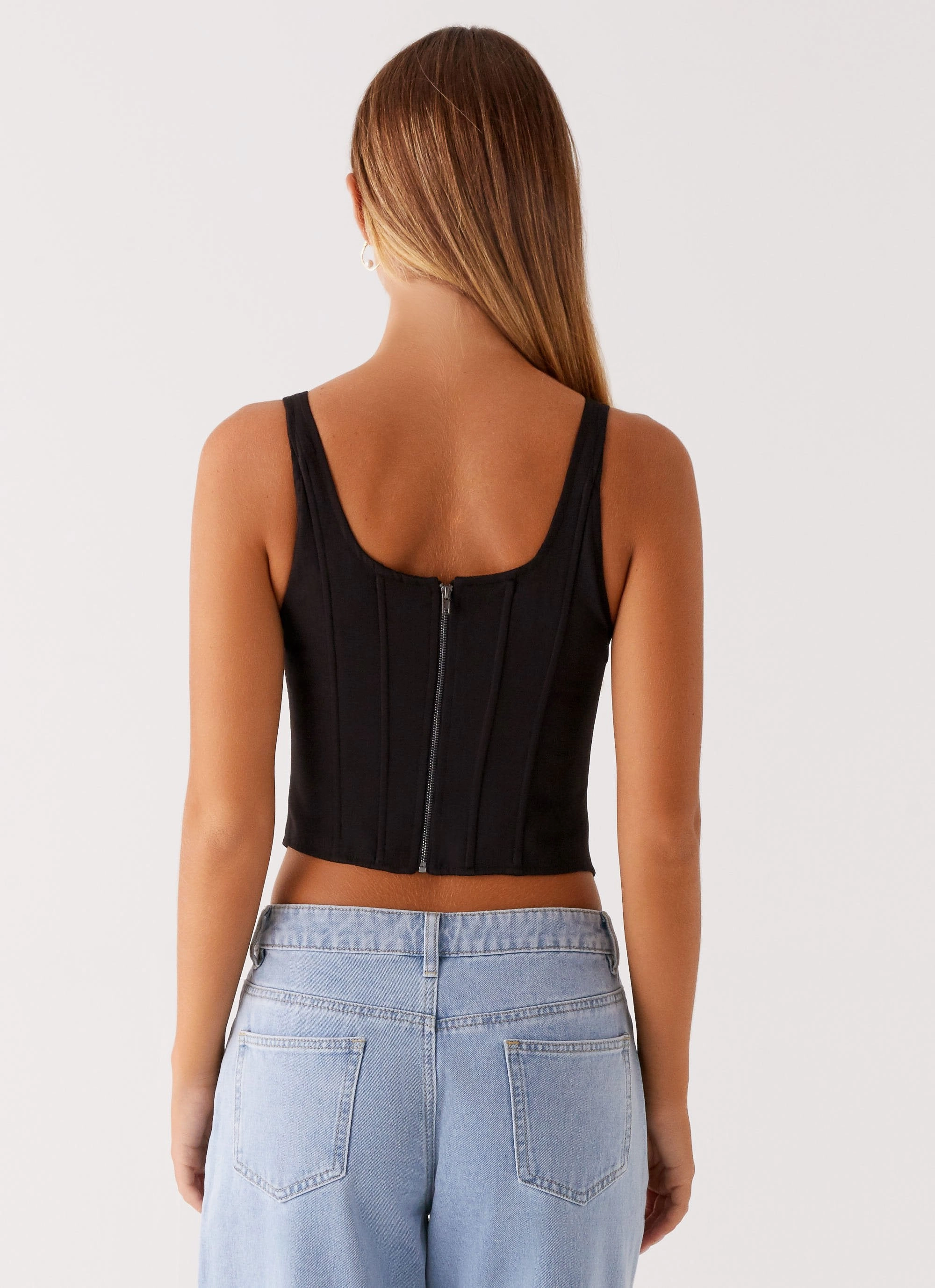 Comfy Cardigan Narelle Corset Top - Black