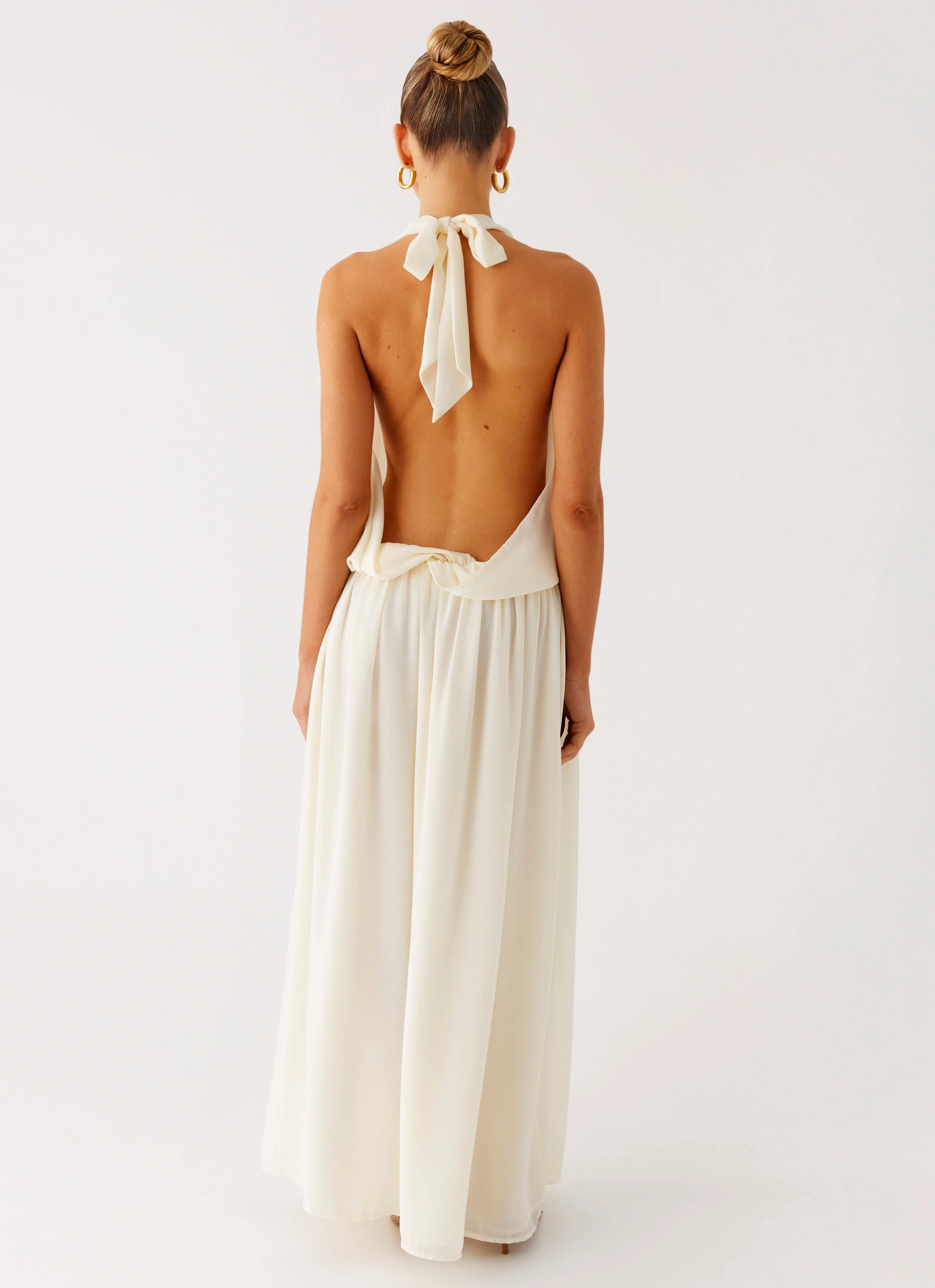 Contemporary Design Casual Mode Narlah Halter Maxi Dress - Ivory