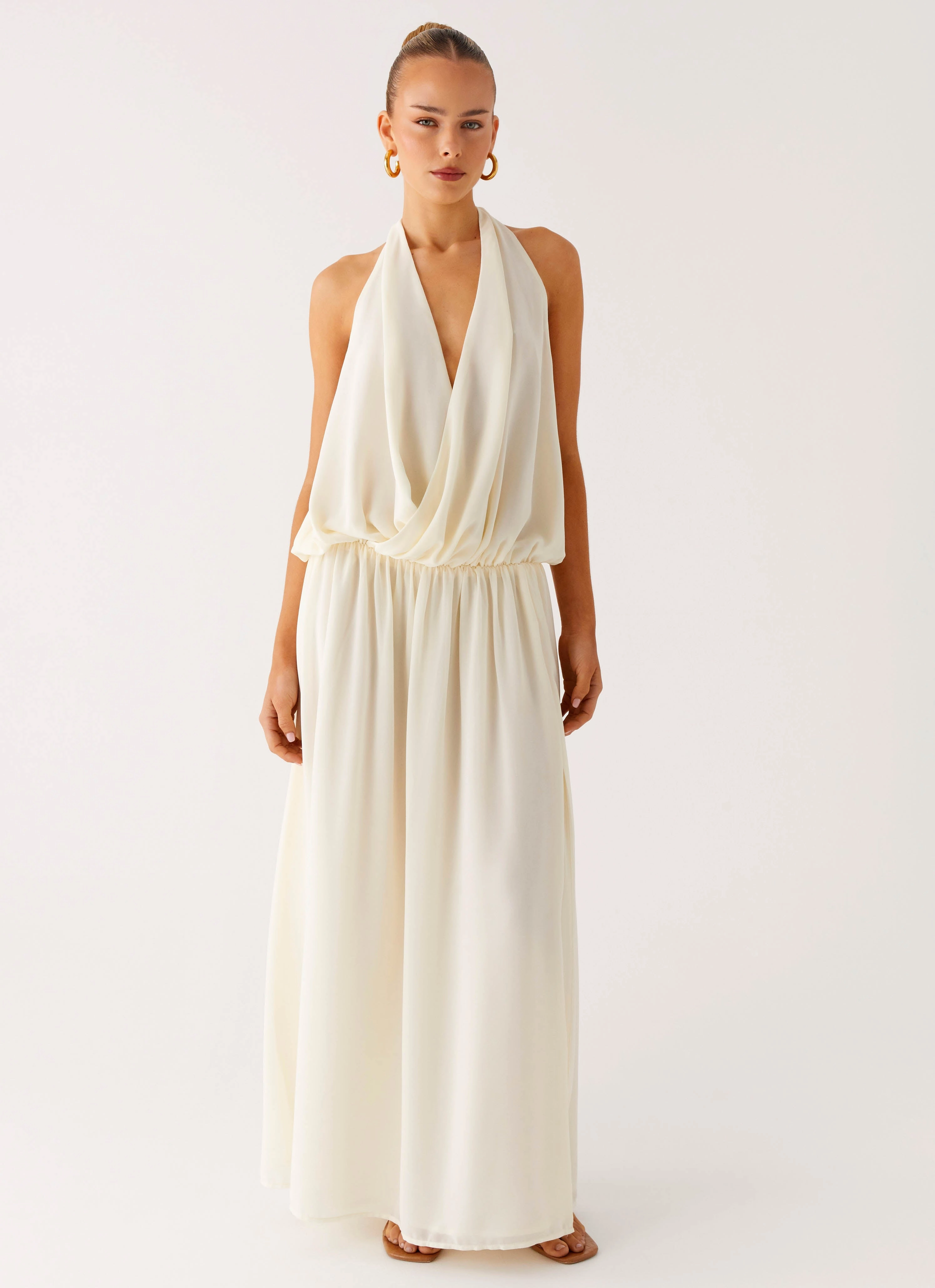Fashionable Design Narlah Halter Maxi Dress - Ivory
